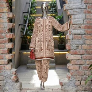 Earthy Coffee Beige – 2 PC Unstitched Lawn Suit